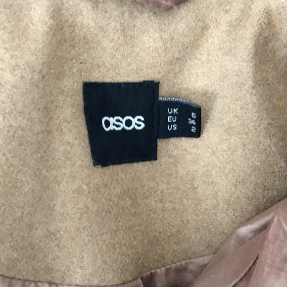 Asos tan wool Peacoat pockets size 2 - Picture 6 of 7